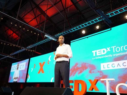 Hon. Ahmed Hussen speaking at TEDxToronto in 2017.