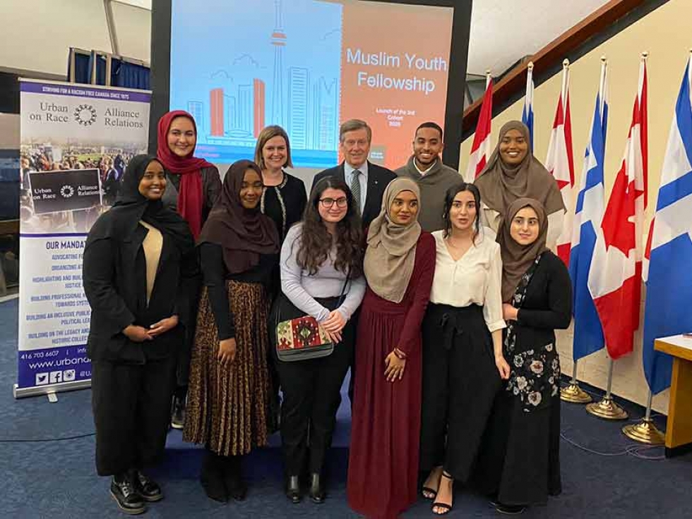Members of the Muslim Youth Fellowship 2020 Cohort at Toronto City Hall on March 3, 2020.